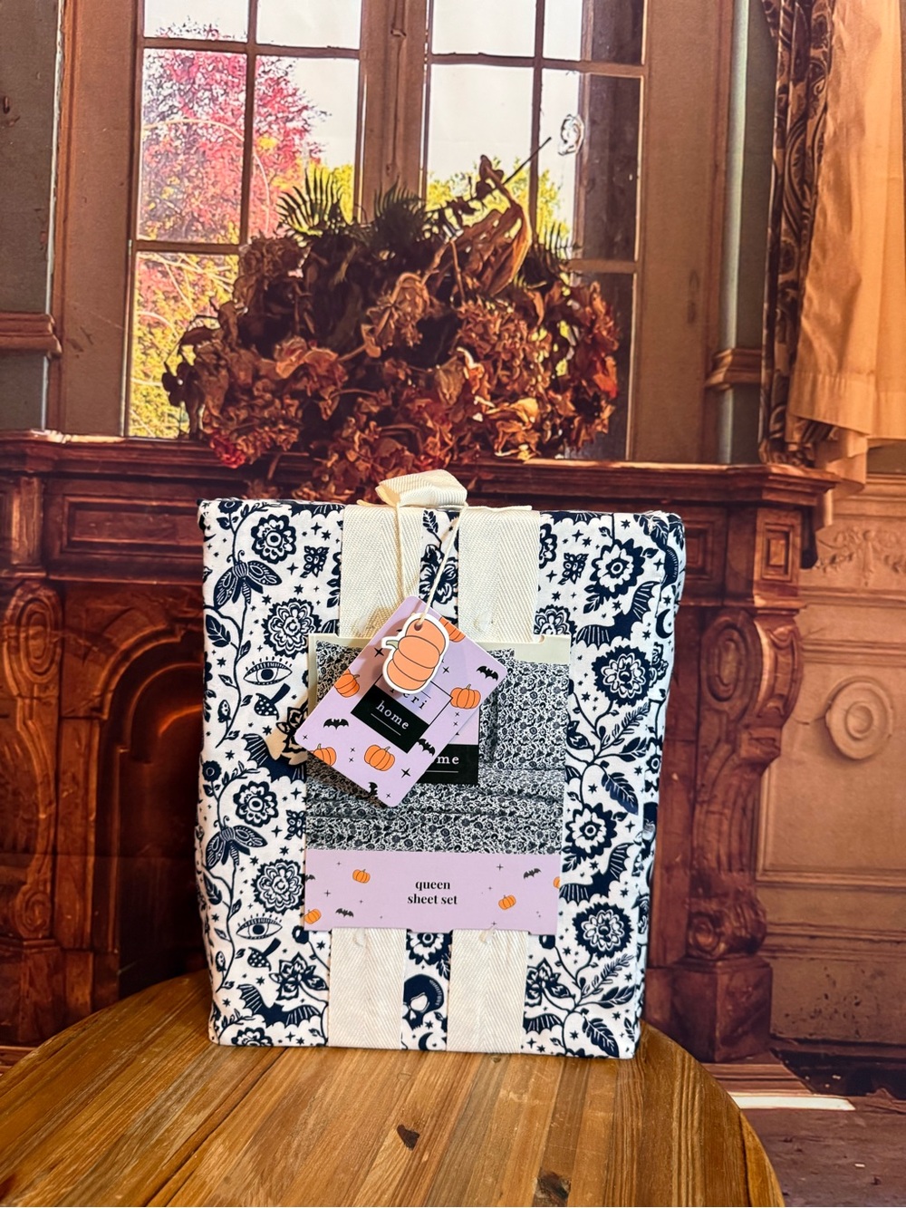 Peri Home NWT Halloween Queen Sheet Set Mystic Bats Skulls Gothic Summerween